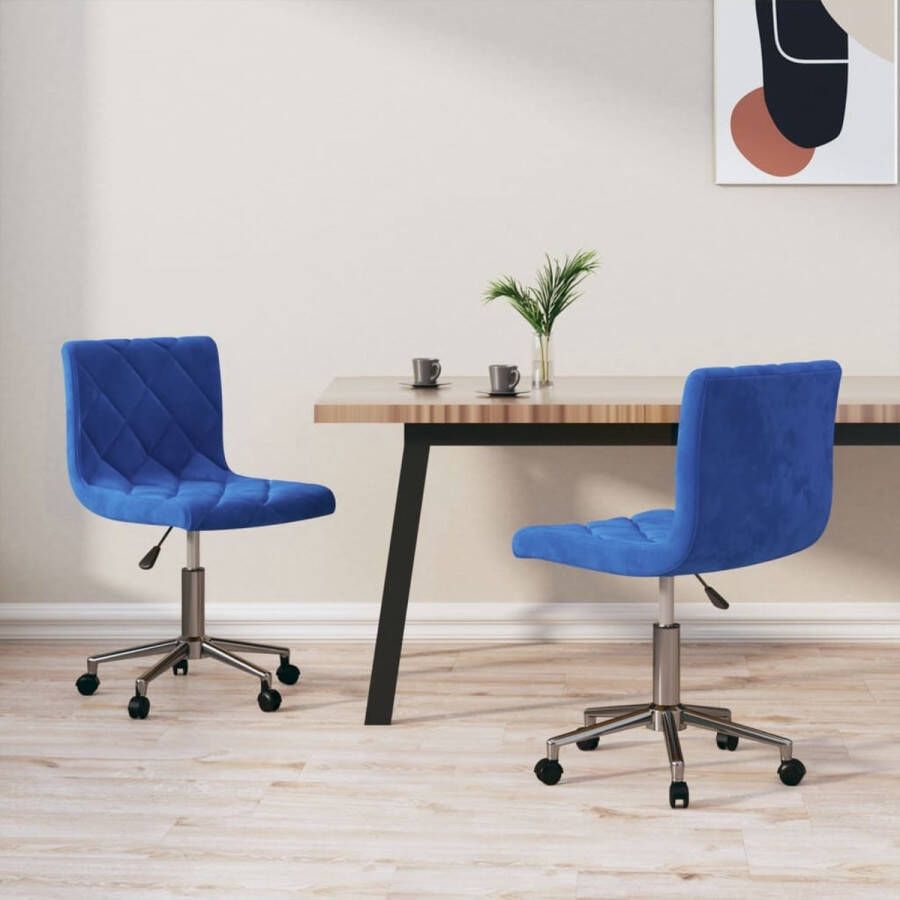 VidaXL -Eetkamerstoelen-draaibaar-2-st-fluweel-blauw