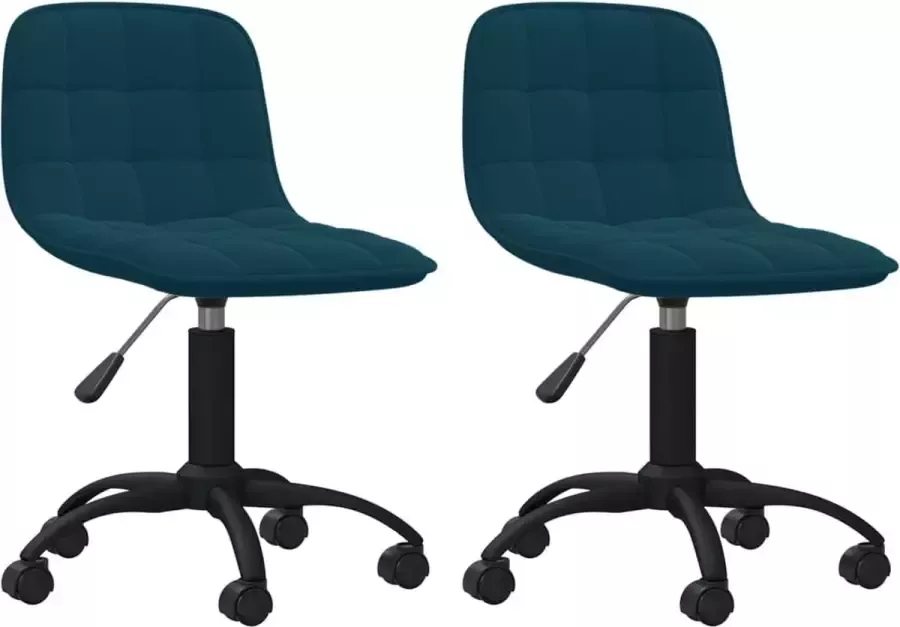 VidaXL Eetkamerstoelen draaibaar 2 st fluweel blauw - Foto 2