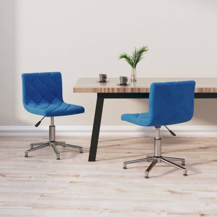 VIDAXL Eetkamerstoelen draaibaar 2 st fluweel blauw - Foto 1