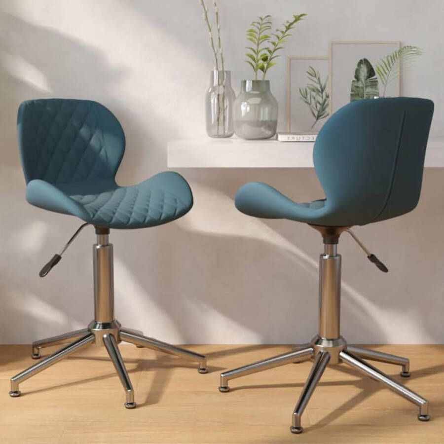 VidaXL -Eetkamerstoelen-draaibaar-2-st-fluweel-blauw - Foto 2