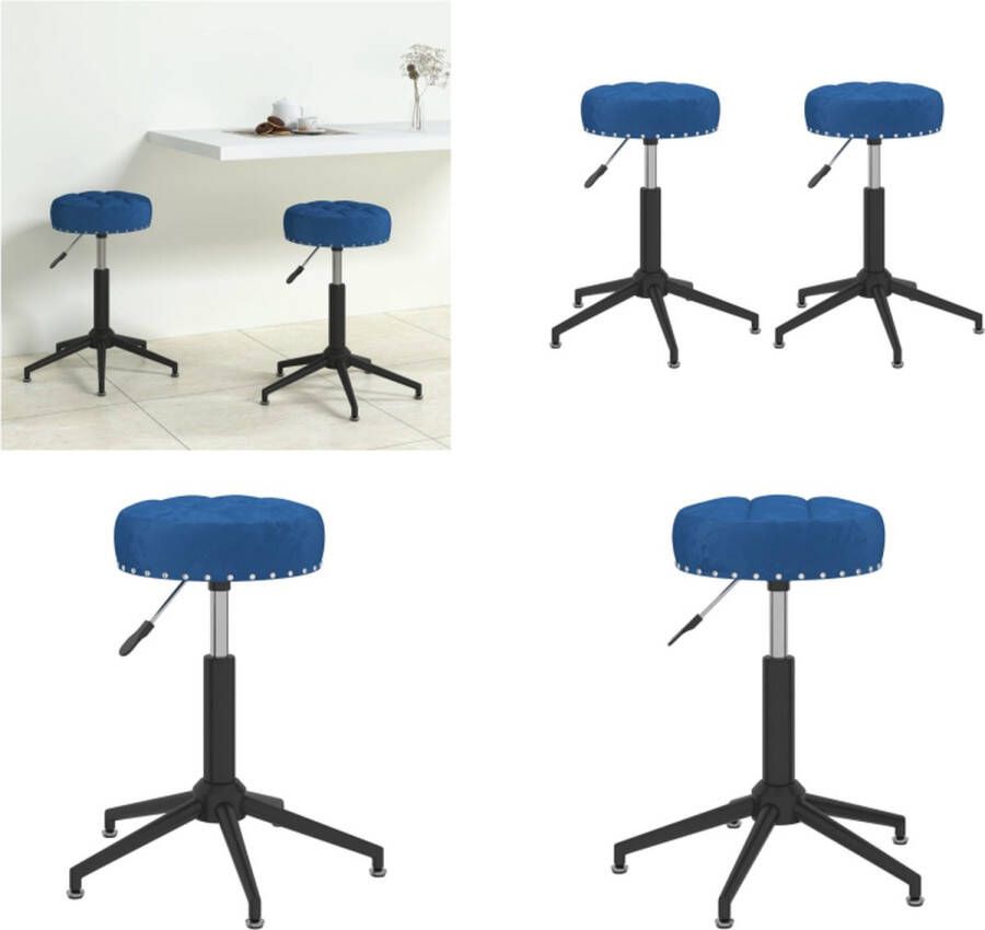 VidaXL Eetkamerstoelen draaibaar 2 st fluweel blauw Eetkamerstoel Eetkamerstoelen Keukenstoel Keukenstoelen