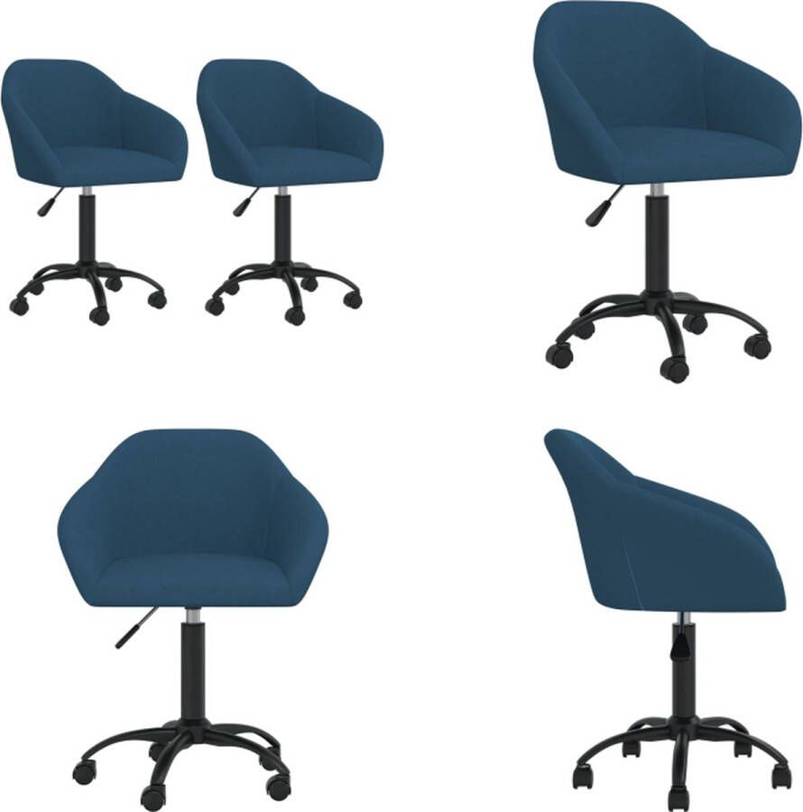 VidaXL Eetkamerstoelen draaibaar 2 st fluweel blauw Eetkamerstoel Eetkamerstoelen Stoel Stoelen - Foto 2