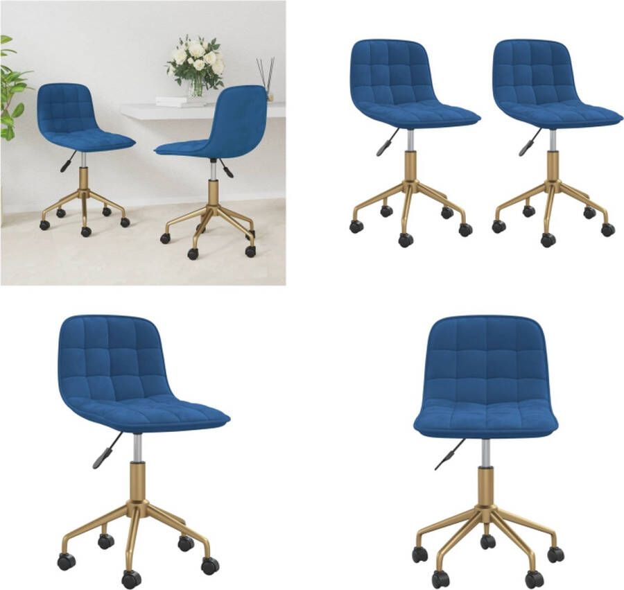 VidaXL Eetkamerstoelen draaibaar 2 st fluweel blauw Eetkamerstoel Eetkamerstoelen Stoel Stoelen