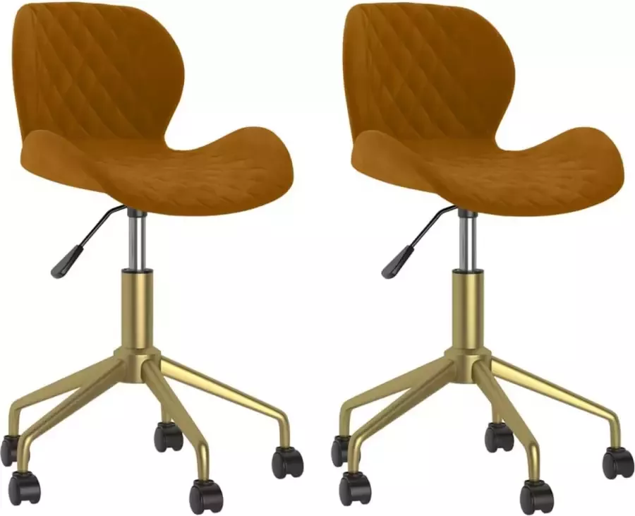 VidaXL -Eetkamerstoelen-draaibaar-2-st-fluweel-bruin - Foto 3