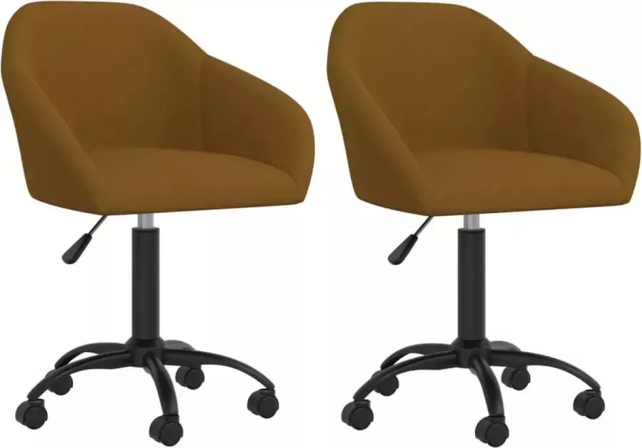 VidaXL -Eetkamerstoelen-draaibaar-2-st-fluweel-bruin - Foto 2