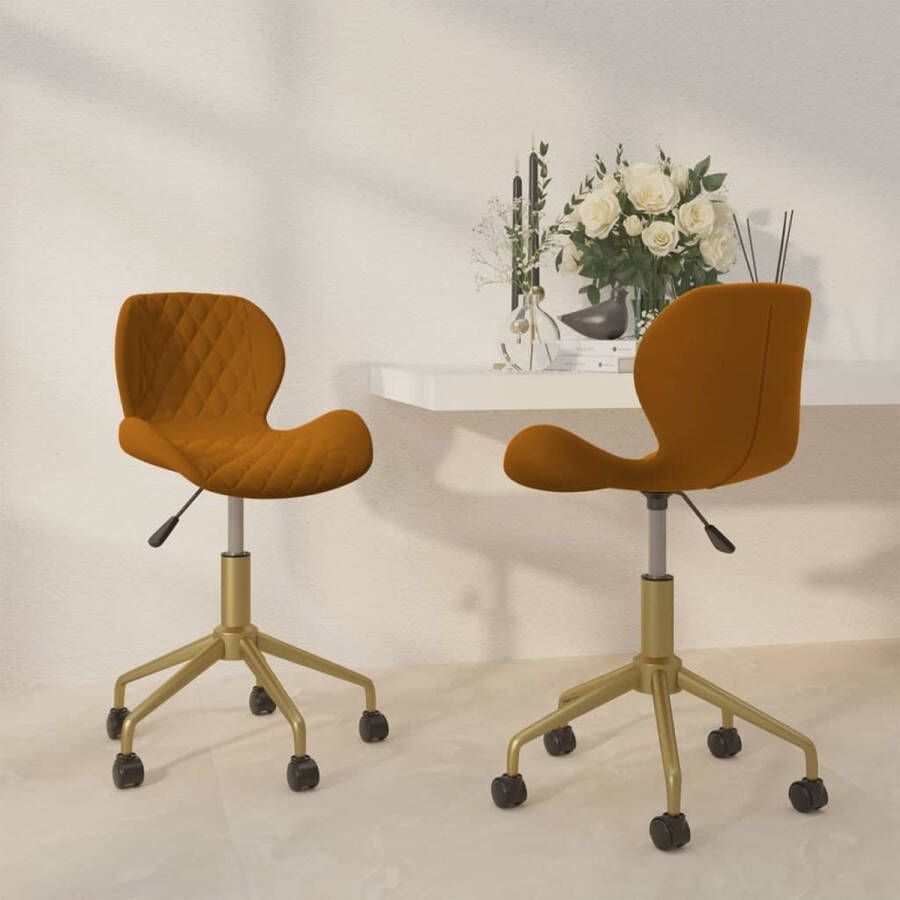 VidaXL -Eetkamerstoelen-draaibaar-2-st-fluweel-bruin - Foto 1