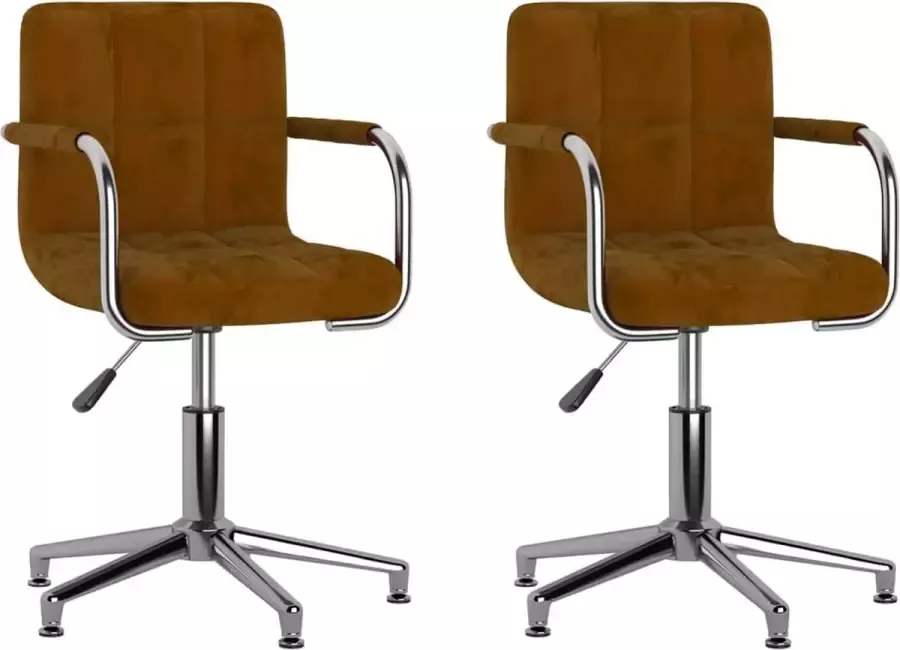 VidaXL -Eetkamerstoelen-draaibaar-2-st-fluweel-bruin