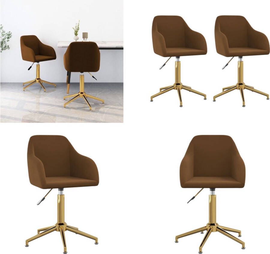 VidaXL Eetkamerstoelen draaibaar 2 st fluweel bruin Eetkamerstoel Eetkamerstoelen Keukenstoelen Keukenstoel
