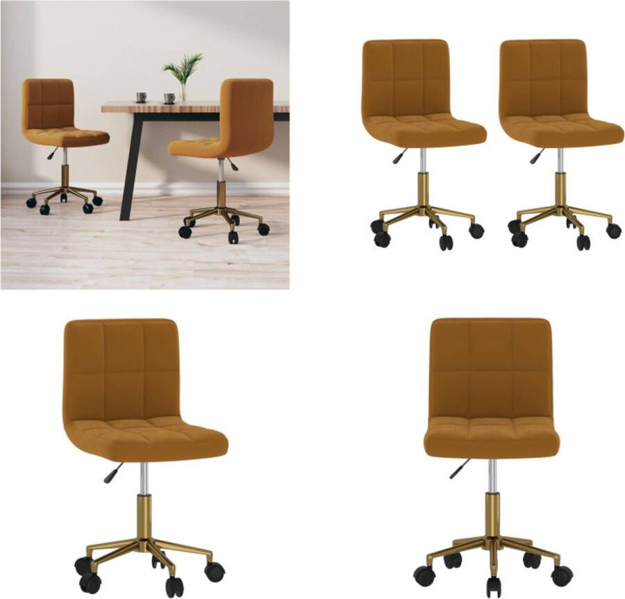 VidaXL Eetkamerstoelen draaibaar 2 st fluweel bruin Eetkamerstoel Eetkamerstoelen Keukenstoelen Keukenstoel
