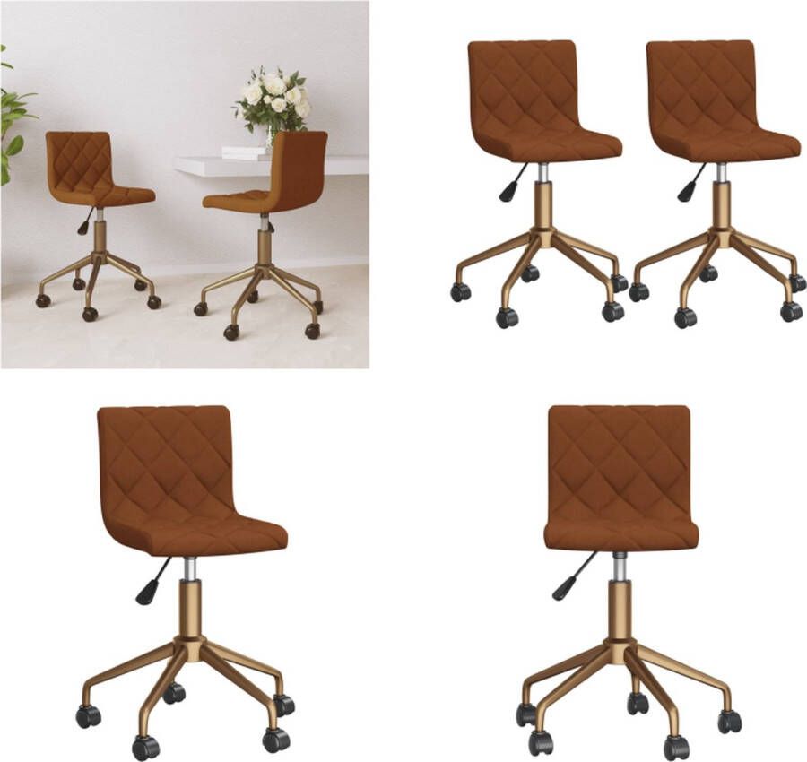 VidaXL Eetkamerstoelen draaibaar 2 st fluweel bruin Eetkamerstoel Eetkamerstoelen Stoel Stoelen