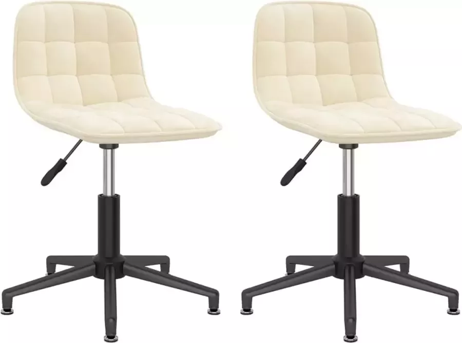VidaXL -Eetkamerstoelen-draaibaar-2-st-fluweel-crèmekleurig - Foto 3