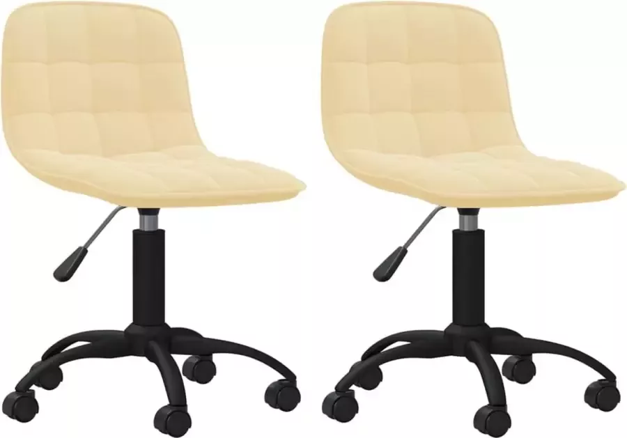 VidaXL -Eetkamerstoelen-draaibaar-2-st-fluweel-crèmekleurig - Foto 2