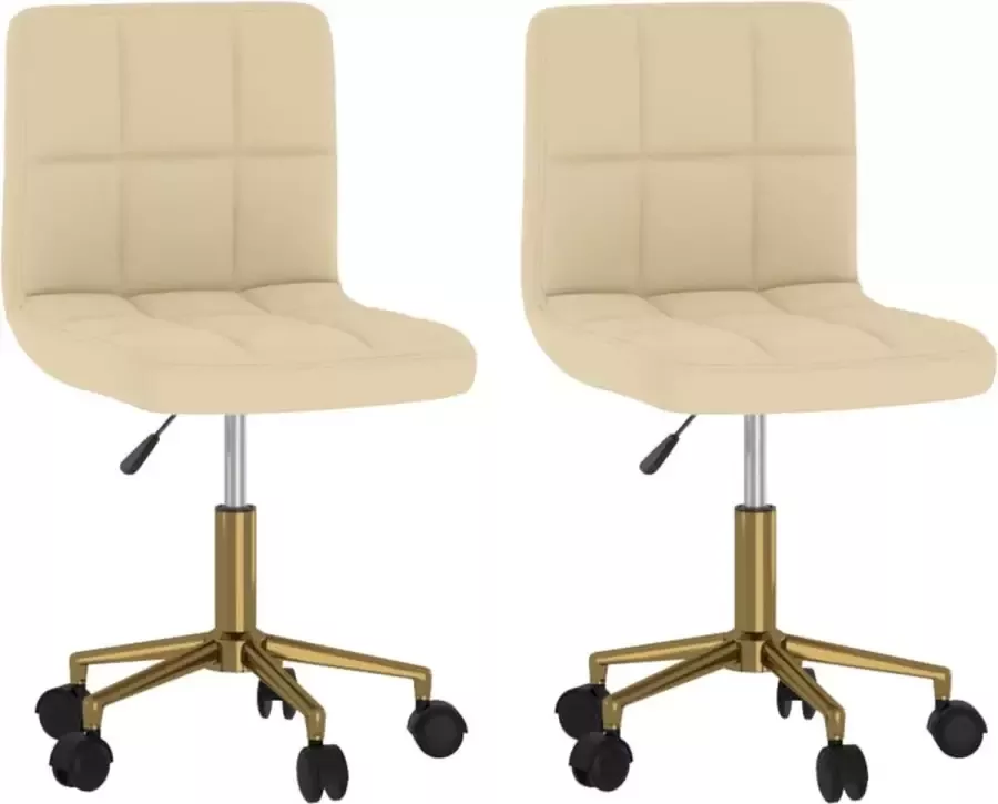 VIDAXL Eetkamerstoelen draaibaar 2 st fluweel crèmekleurig - Foto 2