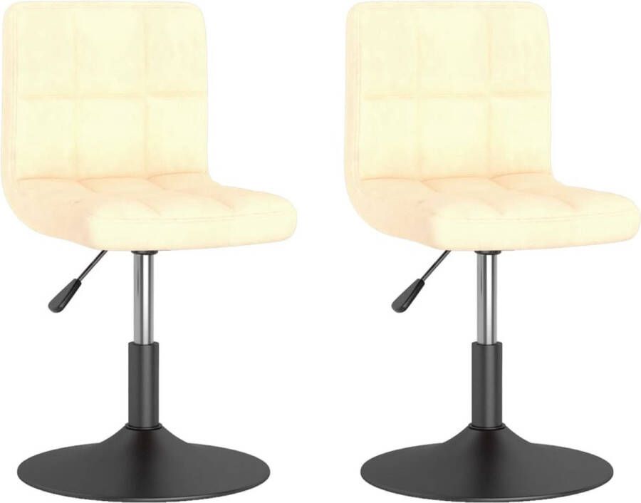 VidaXL Eetkamerstoelen draaibaar 2 st fluweel crÃ¨mekleurig - Foto 2