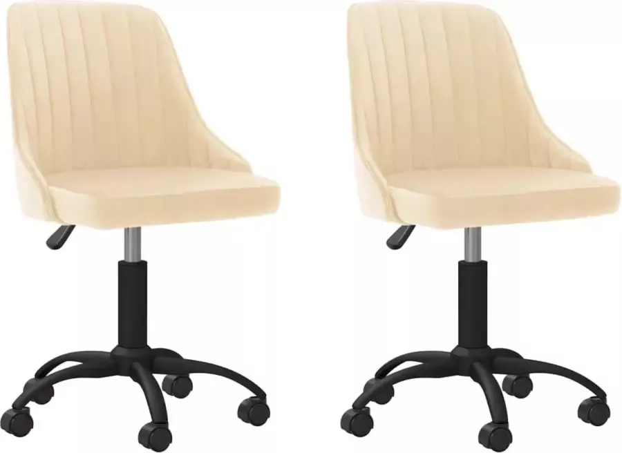 VidaXL Eetkamerstoelen draaibaar 2 st fluweel crÃ¨mekleurig - Foto 3