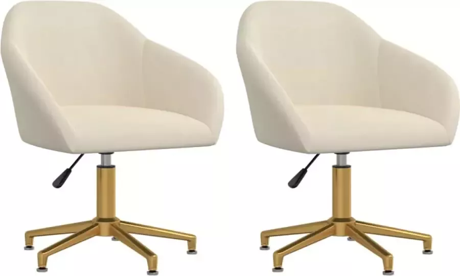 VidaXL Eetkamerstoelen draaibaar 2 st fluweel crèmekleurig