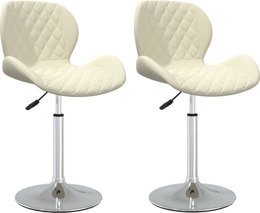 VidaXL Eetkamerstoelen draaibaar 2 st fluweel crÃ¨mekleurig - Foto 4