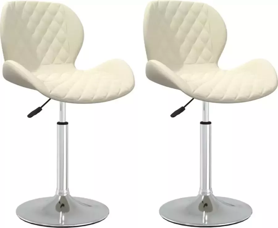 VidaXL Eetkamerstoelen draaibaar 2 st fluweel crèmekleurig - Foto 2