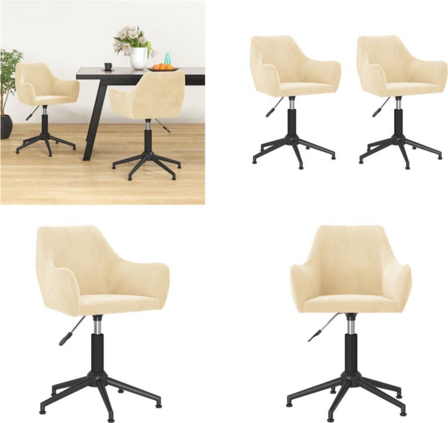 VidaXL Eetkamerstoelen draaibaar 2 st fluweel crèmekleurig Eetkamerstoel Eetkamerstoelen Keukenstoel Keukenstoelen