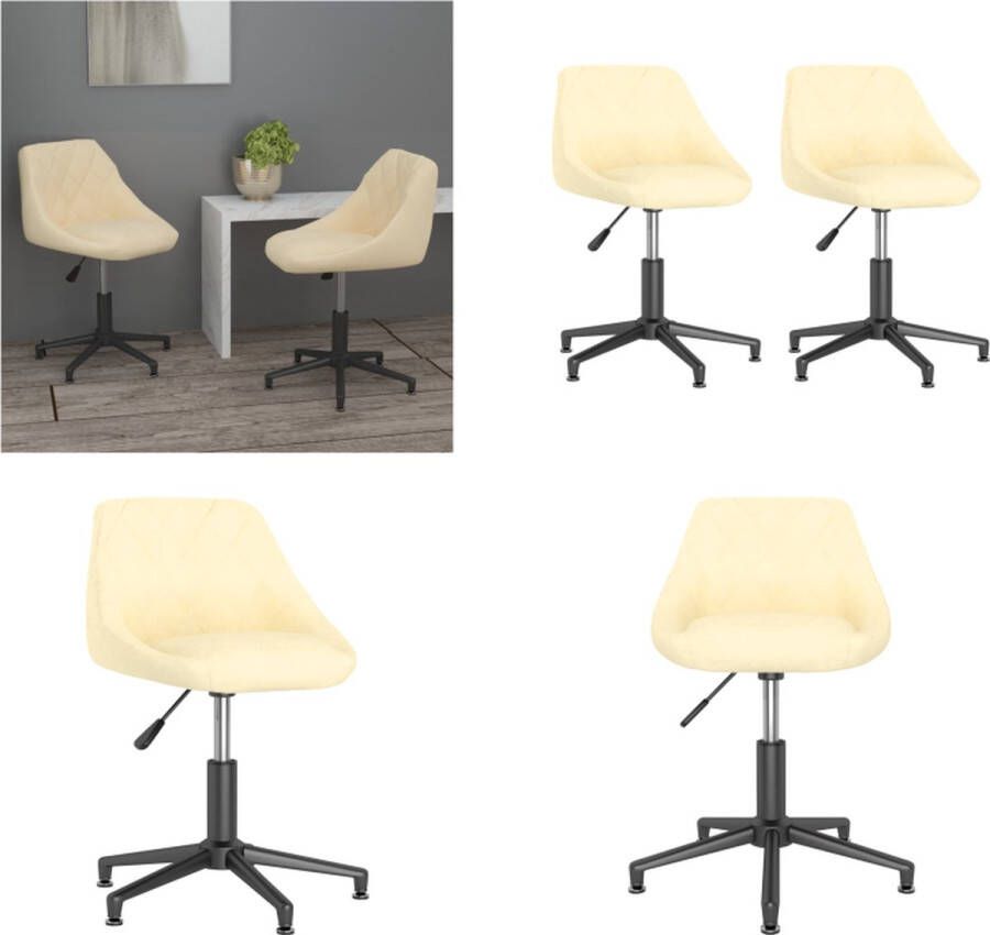 VidaXL Eetkamerstoelen draaibaar 2 st fluweel crèmekleurig Eetkamerstoel Eetkamerstoelen Keukenstoelen Keukenstoel