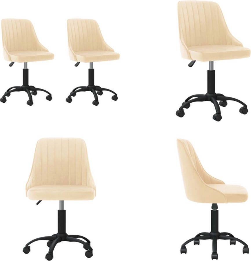 VidaXL Eetkamerstoelen draaibaar 2 st fluweel crèmekleurig Eetkamerstoel Eetkamerstoelen Stoel Stoelen