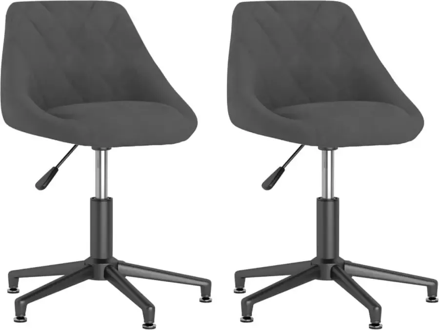 VidaXL -Eetkamerstoelen-draaibaar-2-st-fluweel-donkergrijs - Foto 2