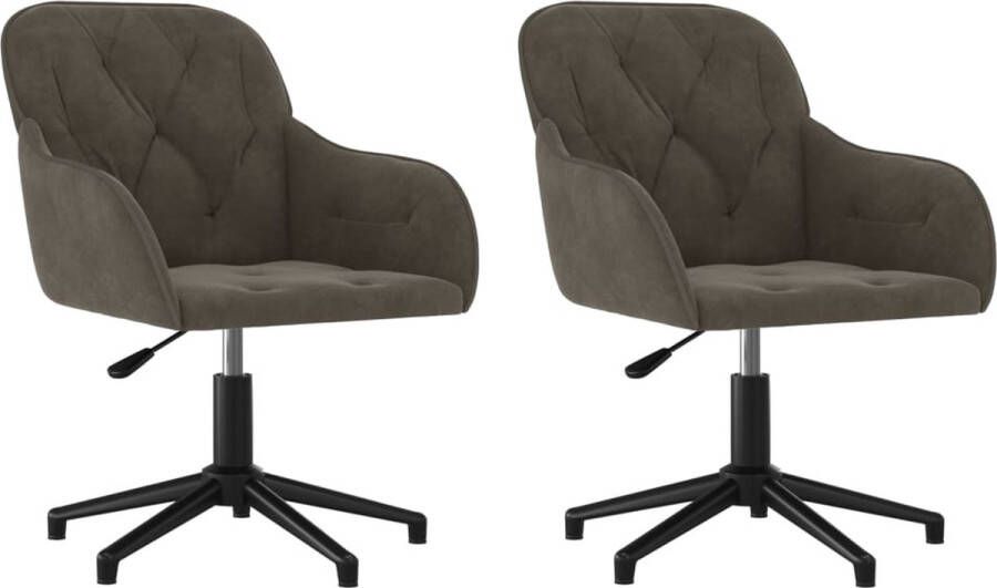 VidaXL -Eetkamerstoelen-draaibaar-2-st-fluweel-donkergrijs - Foto 6