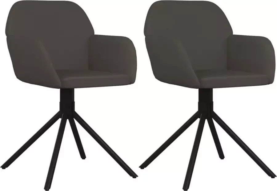 VidaXL -Eetkamerstoelen-draaibaar-2-st-fluweel-donkergrijs - Foto 3