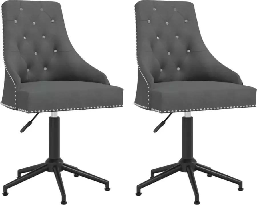 VidaXL -Eetkamerstoelen-draaibaar-2-st-fluweel-donkergrijs - Foto 2