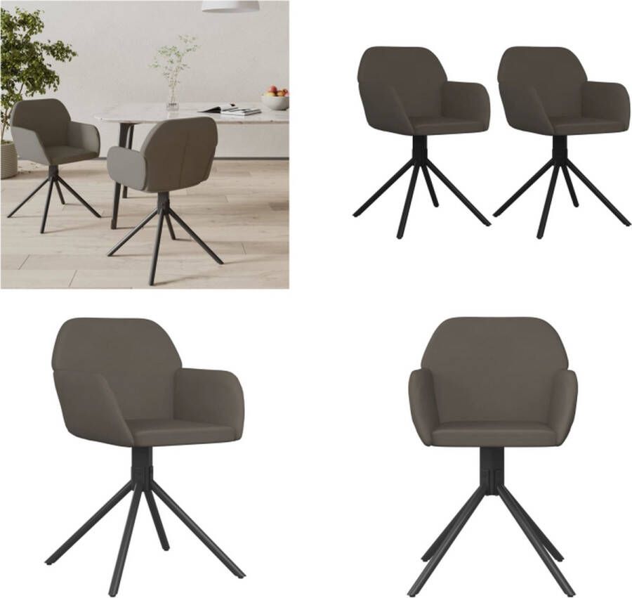 VidaXL -Eetkamerstoelen-draaibaar-2-st-fluweel-donkergrijs - Foto 2