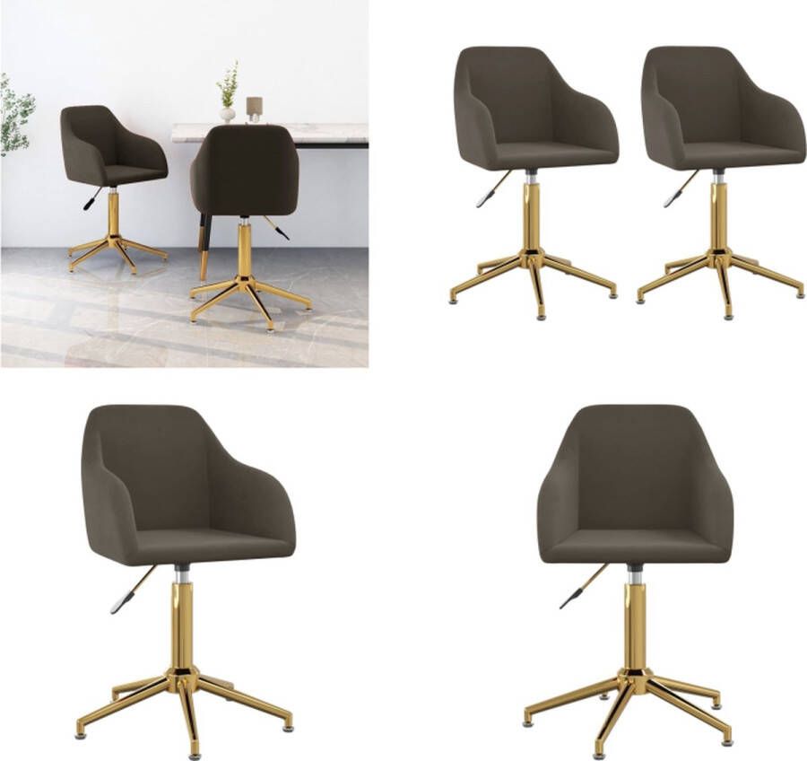 VidaXL Eetkamerstoelen draaibaar 2 st fluweel donkergrijs Eetkamerstoel Eetkamerstoelen Keukenstoelen Keukenstoel