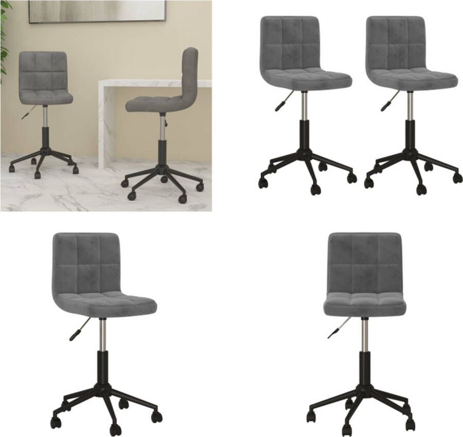 VidaXL Eetkamerstoelen draaibaar 2 st fluweel donkergrijs Eetkamerstoel Eetkamerstoelen Keukenstoelen Keukenstoel