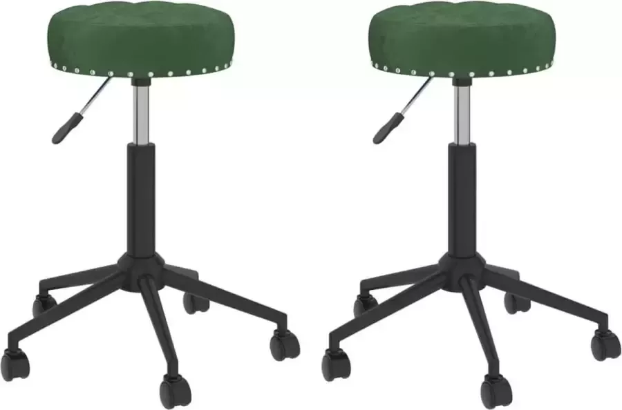 VidaXL -Eetkamerstoelen-draaibaar-2-st-fluweel-donkergroen - Foto 2