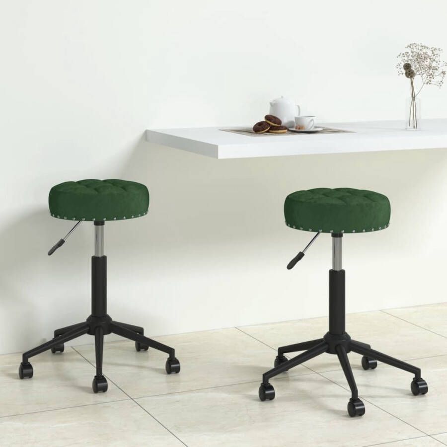 VidaXL -Eetkamerstoelen-draaibaar-2-st-fluweel-donkergroen - Foto 1