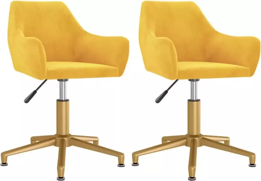 VidaXL Eetkamerstoelen draaibaar 2 st fluweel geel - Foto 2