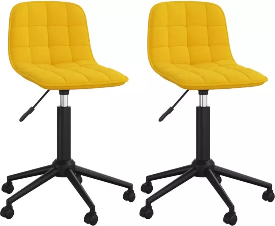 VidaXL -Eetkamerstoelen-draaibaar-2-st-fluweel-geel - Foto 2