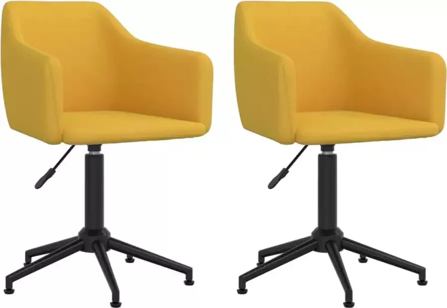 VidaXL Eetkamerstoelen draaibaar 2 st fluweel geel - Foto 2