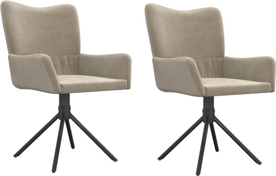 VidaXL Draaibare Eetkamerstoelen Set van 2 Lichtgrijs Eetkamerstoelen Draaibare Stoelen Fluweel Stoelen Grijze Stoelen Luxe Stoelen