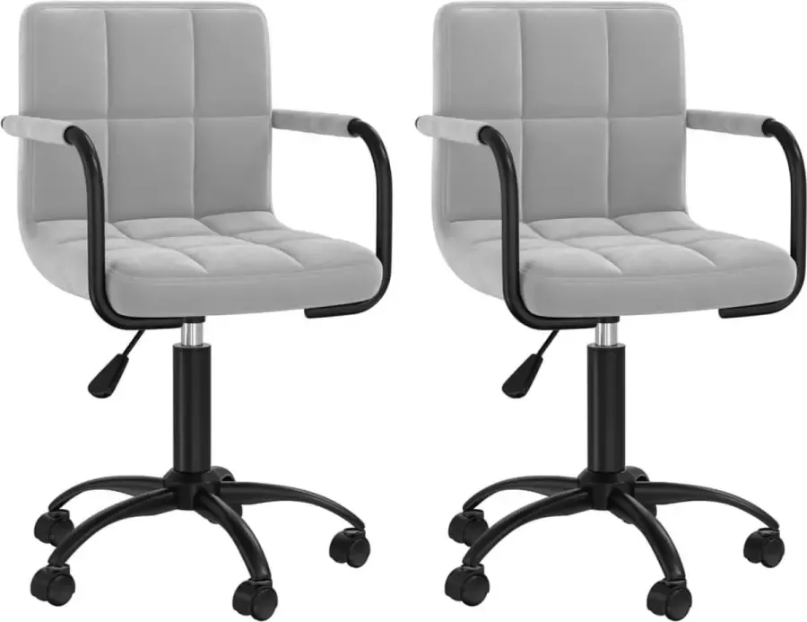 VidaXL -Eetkamerstoelen-draaibaar-2-st-fluweel-lichtgrijs - Foto 4