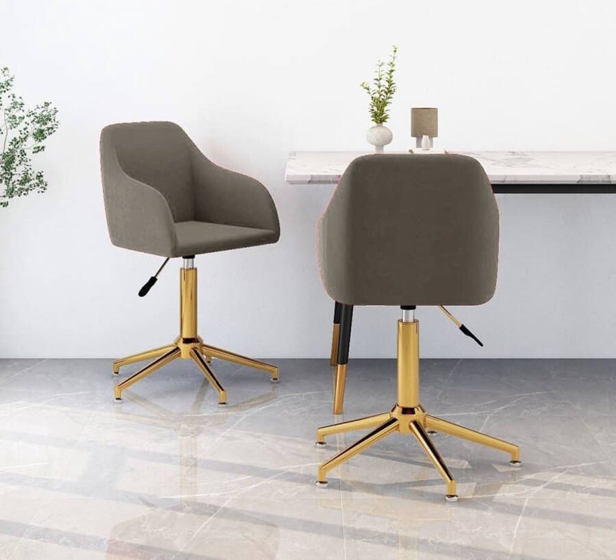 VidaXL -Eetkamerstoelen-draaibaar-2-st-fluweel-lichtgrijs - Foto 1