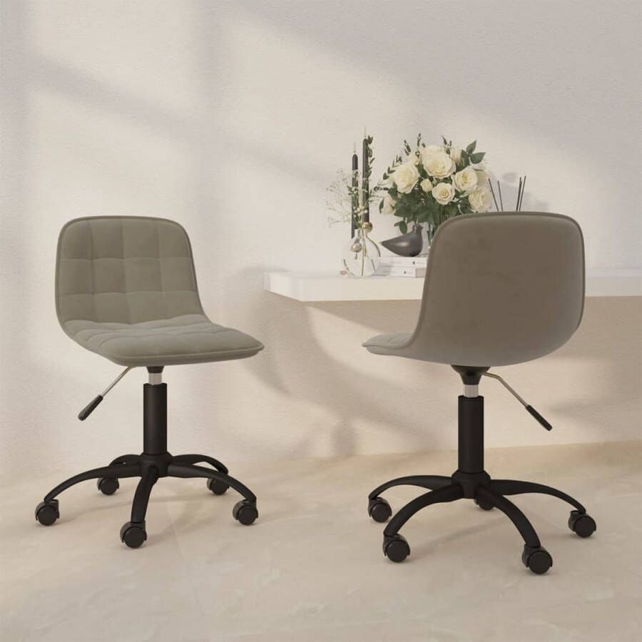 VidaXL -Eetkamerstoelen-draaibaar-2-st-fluweel-lichtgrijs