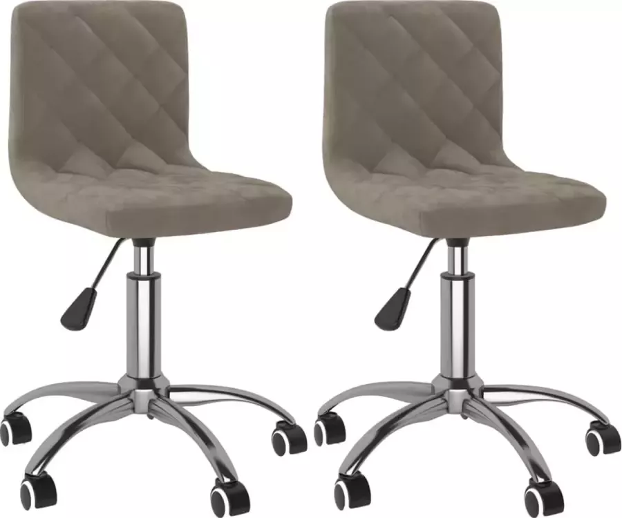 VidaXL Eetkamerstoelen draaibaar 2 st fluweel lichtgrijs - Foto 2