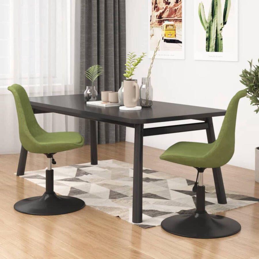 VidaXL -Eetkamerstoelen-draaibaar-2-st-fluweel-lichtgroen - Foto 1