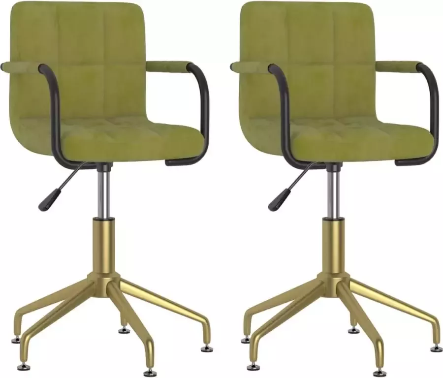 VIDAXL Eetkamerstoelen draaibaar 2 st fluweel lichtgroen - Foto 3