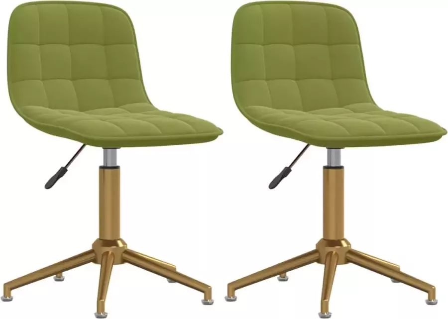 VIDAXL Eetkamerstoelen draaibaar 2 st fluweel lichtgroen - Foto 3