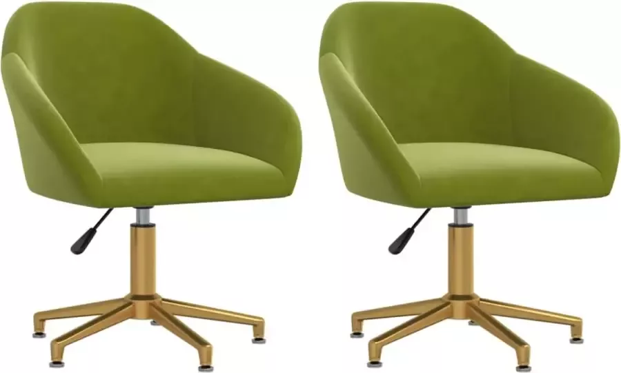 VidaXL -Eetkamerstoelen-draaibaar-2-st-fluweel-lichtgroen - Foto 3