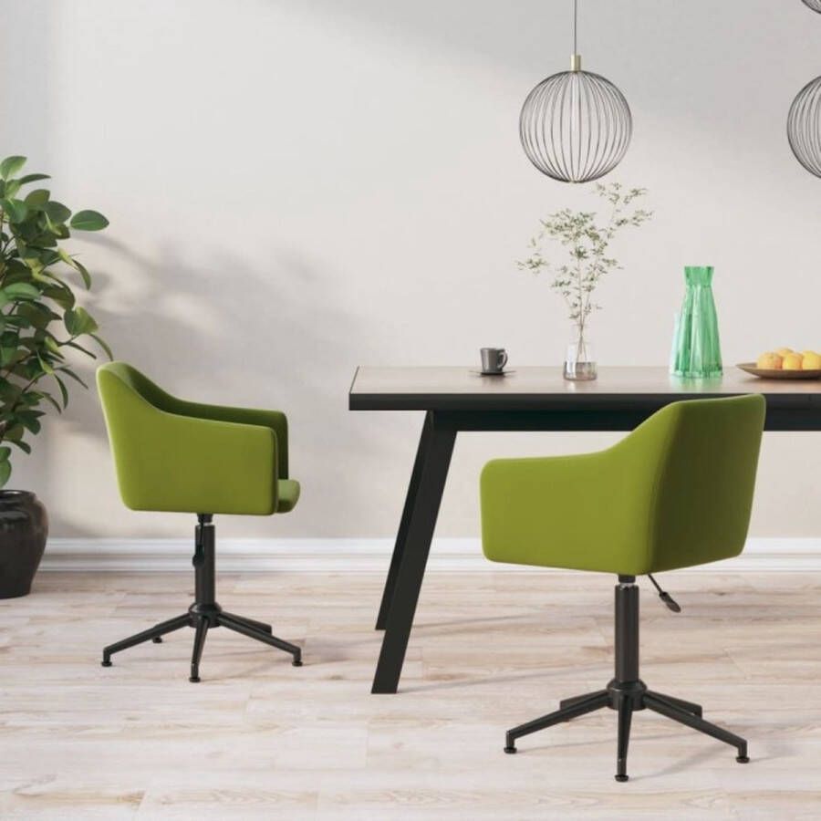 VIDAXL Eetkamerstoelen draaibaar 2 st fluweel lichtgroen - Foto 1