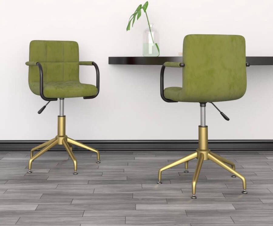 VIDAXL Eetkamerstoelen draaibaar 2 st fluweel lichtgroen - Foto 2