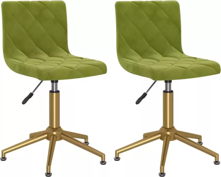 VidaXL Eetkamerstoelen draaibaar 2 st fluweel lichtgroen - Foto 2