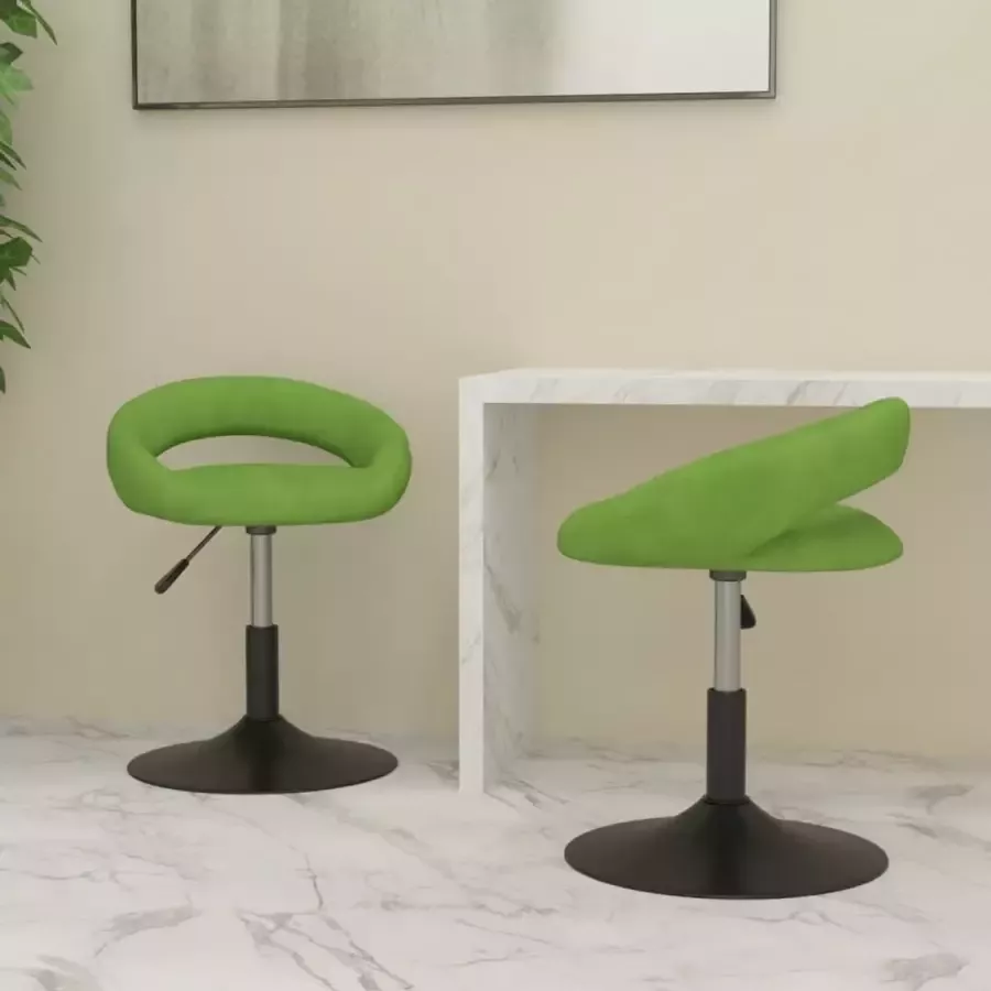 VIDAXL Eetkamerstoelen draaibaar 2 st fluweel lichtgroen - Foto 2